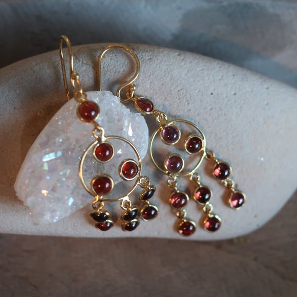 Garnet Dangle Earrings - Picture 3 of 4